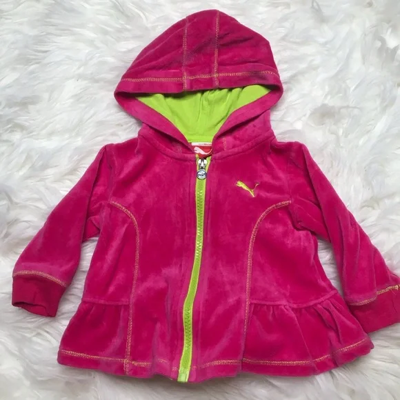 Puma Shirts Tops 33 Puma Pink And Lime Green Zipper Up